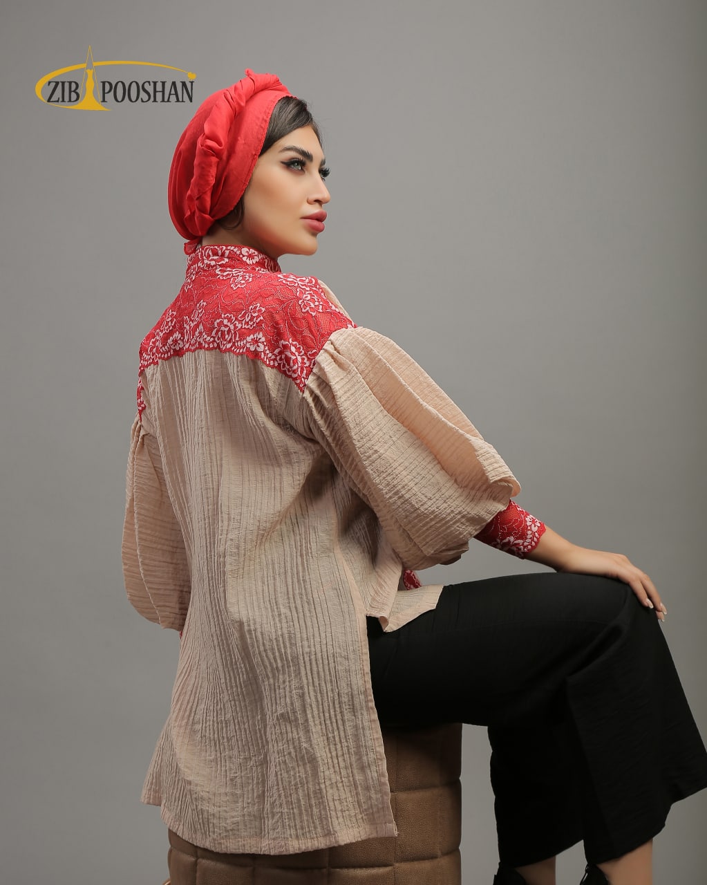 شومیز مدل یاس کرم دانتل دار1