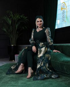 اورال زنانه مجلسی طلاکوب سبز تیره برند زیباپوشان